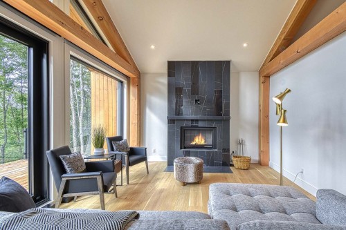 Salle familiale - 565 Ch. Du Refuge, Lac-Supérieur, QC - Indoor Photo Showing Living Room With Fireplace