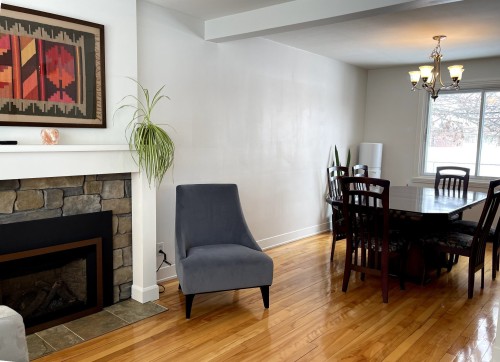 Dining Room - 182 Av. Duke-Of-Kent, Pointe-Claire, QC - Indoor With Fireplace