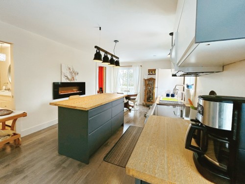 Kitchen - 58A Av. Du Havre-Des-Neiges, Saint-Sauveur, QC - Indoor With Fireplace