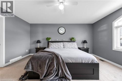 Bedroom with carpet flooring and a ceiling fan - 160 Wallace Avenue S, Welland, ON - Indoor Photo Showing Bedroom