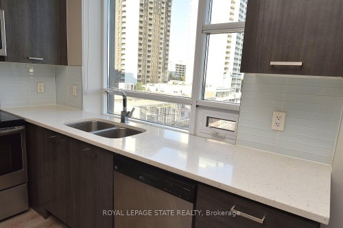 603-150 Main Street W, Hamilton, ON - Indoor Photo Showing Kitchen With Double Sink