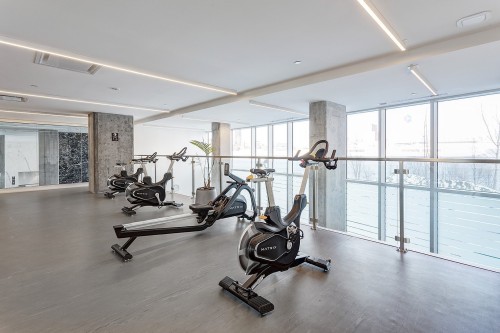 Exercise Room - 605-1025 Rue De La Commune E., Montréal (Ville-Marie), QC - Indoor Photo Showing Gym Room