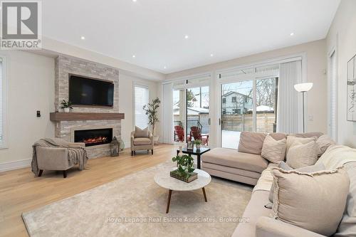 Living Room - 63 Troy Street, Mississauga, ON - Indoor Photo Showing Living Room With Fireplace