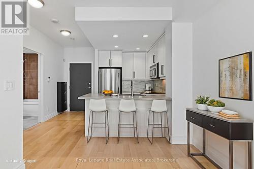 Virtual Staging - 1407 - 551 Maple Avenue, Burlington, ON - Indoor Photo Showing Kitchen With Upgraded Kitchen
