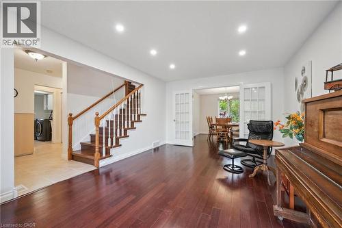 Office space with wood finished floors, recessed lighting, and a chandelier - 599 Beechwood Drive, Waterloo, ON - Indoor