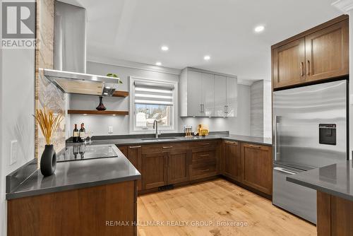 High-end cabinetry and quartz counters. - 217 Belford Crescent, Ottawa, ON - Indoor Photo Showing Kitchen With Double Sink