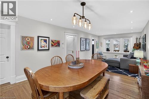 Dining room with wood finished floors and recessed lighting - 248 London Street S, Hamilton, ON - Indoor Photo Showing Dining Room