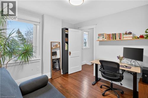 Office area featuring hardwood / wood-style flooring and baseboards - 248 London Street S, Hamilton, ON - Indoor Photo Showing Office