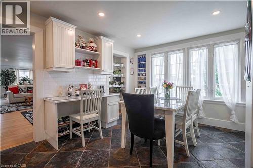 Alternate view of Dining Area showing desk/office nook. Lots of windows! - 99 Argyle Street N, Caledonia, ON - Indoor Photo Showing Dining Room
