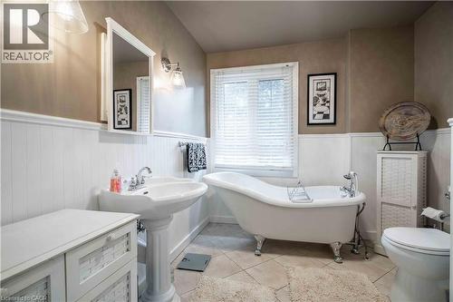 Second level 4-pc bath with luxury soaker tub and separate shower. - 99 Argyle Street N, Caledonia, ON - Indoor Photo Showing Bathroom