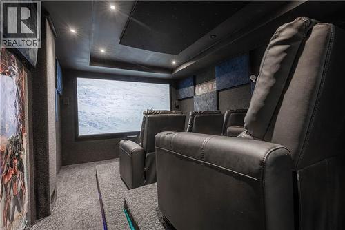 Cinema with carpet and a tray ceiling - 2719 Torrey Pines Way, London, ON - Indoor Photo Showing Other Room