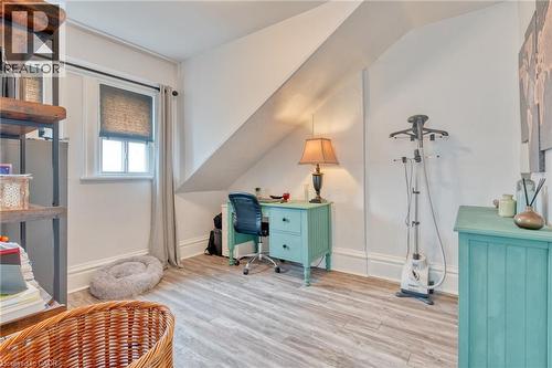 Office with light wood-style flooring and lofted ceiling - 37 Cliff Avenue, Hamilton, ON - Indoor
