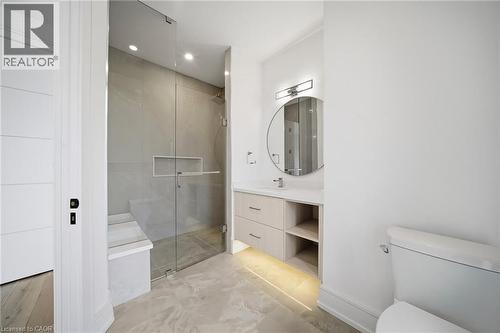 Full bathroom with vanity, a stall shower, and recessed lighting - 2556 Glengarry Road, Mississauga, ON - Indoor Photo Showing Bathroom