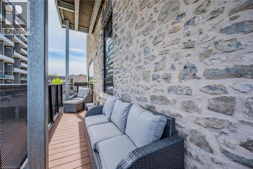 Wooden terrace featuring outdoor lounge area - 19 Guelph Avenue Unit# 308, Cambridge, ON - Outdoor