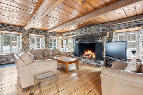 Salon - 8 Rue Des Sarcelles, Beaupré, QC - Indoor Photo Showing Living Room With Fireplace