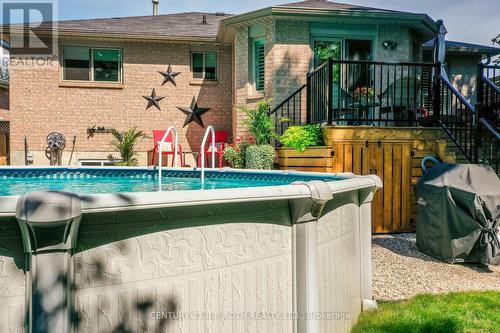Backyard retreat with no neighbours behind. - 91 Benson Drive, Barrie, ON - Outdoor With Above Ground Pool