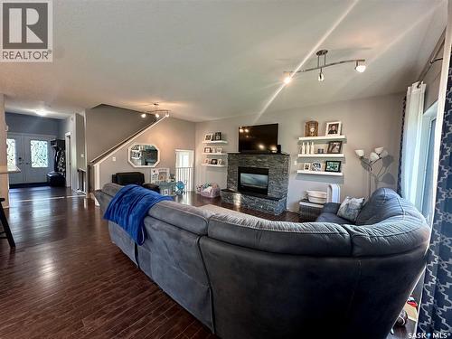 205 Roberts Avenue, Canora, SK - Indoor Photo Showing Living Room With Fireplace
