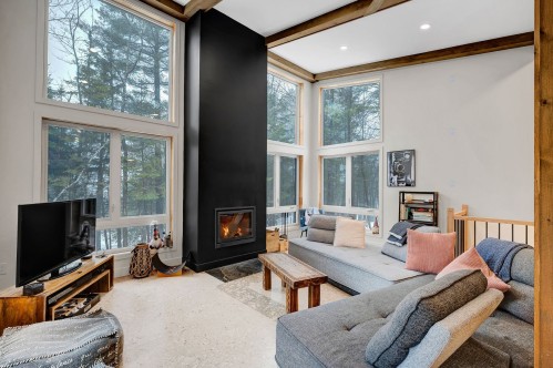 Salon - 35 Ch. Du Lac-Barron, Gore, QC - Indoor Photo Showing Living Room With Fireplace