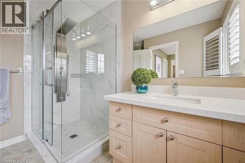 Bathroom featuring a marble finish shower and vanity - 512 Wood Nettle Way, Waterloo, ON - Indoor Photo Showing Bathroom