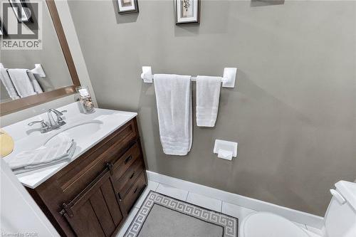 Bathroom with vanity and light tile patterned flooring - 3753 Densbury Drive, Mississauga, ON - Indoor Photo Showing Bathroom