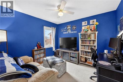 Carpeted living area featuring an office area and ceiling fan - 3753 Densbury Drive, Mississauga, ON - Indoor