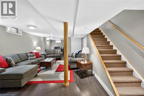 Living area with stairway and wood finished floors - 3753 Densbury Drive, Mississauga, ON - Indoor