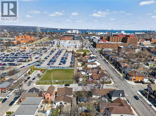 Aerial overview of property's location with nearby urban area - 216 Robert Street, Hamilton, ON - Outdoor With View