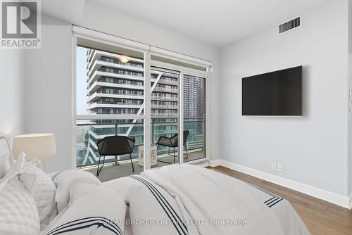 Queen Sized Bedroom  - Virtually Staged - 1801 - 33 Shore Breeze Drive, Toronto, ON - Indoor Photo Showing Bedroom