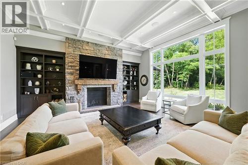 Family Room - 597 Old York Road, Burlington, ON - Indoor Photo Showing Living Room With Fireplace