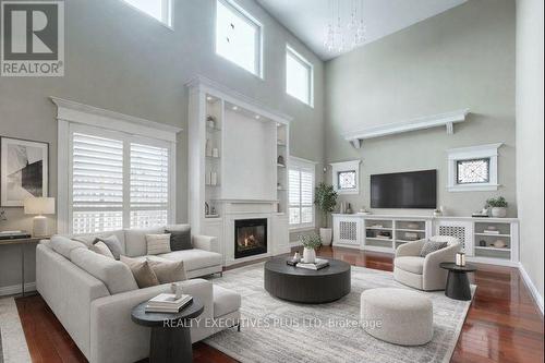 Open Concept Family Room w/ Built-Ins - 46 Williamson Drive W, Ajax, ON - Indoor Photo Showing Living Room With Fireplace