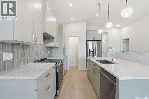 151 Nazarali Way, Saskatoon, SK - Indoor Photo Showing Kitchen With Upgraded Kitchen