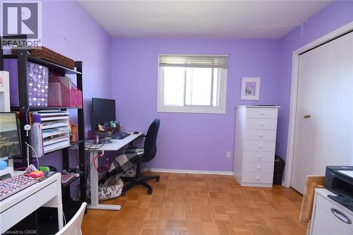 Bedroom, currently used as Office space featuring parquet flooring - 1345 Colonsay Drive, Burlington, ON - Indoor Photo Showing Office