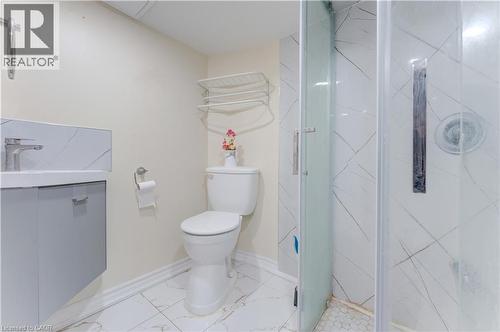 Bathroom featuring vanity and a stall shower - 24 Onward Avenue, Kitchener, ON - Indoor Photo Showing Bathroom
