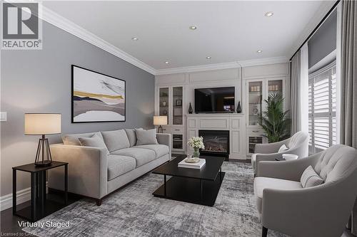 3200 Cotter Road, Burlington, ON - Indoor Photo Showing Living Room With Fireplace