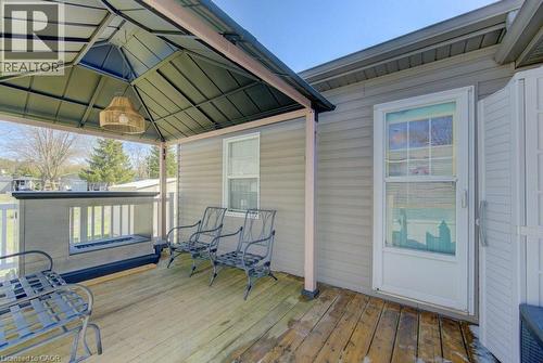 Wooden terrace featuring a gazebo - 580 Beaver Creek Road Unit# 185, Waterloo, ON - Outdoor With Deck Patio Veranda With Exterior