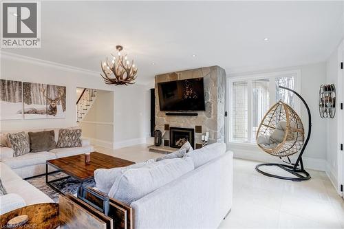 18 Elder Crescent, Ancaster, ON - Indoor Photo Showing Living Room With Fireplace