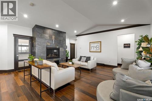 7 Pape Drive, Humboldt Lake, SK - Indoor Photo Showing Living Room With Fireplace
