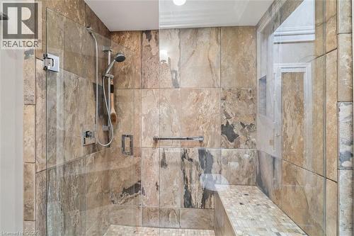 Oversized Shower with beautiful Stone Tile! - 1019 North Shore Boulevard E Unit# 3, Burlington, ON - Indoor Photo Showing Bathroom