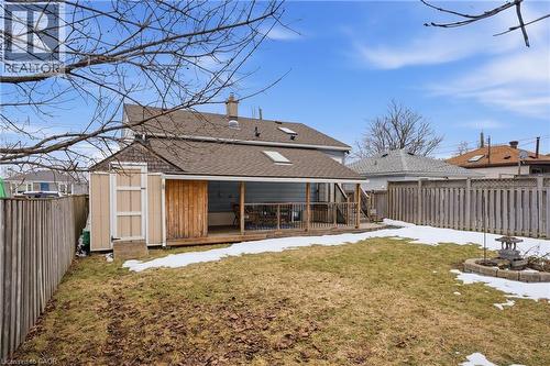 Imagine the fun! Fully fenced rear yard, private play zone for the kids and a park down the street! - 208 East 44Th Street, Hamilton, ON - Outdoor With Deck Patio Veranda