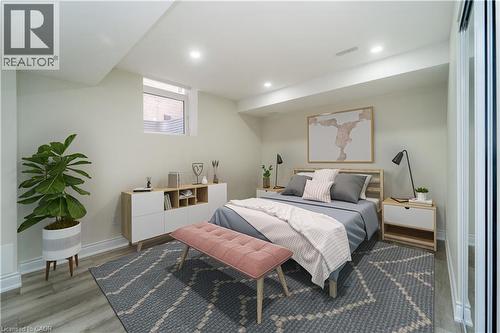 Bedroom featuring wood finished floors and recessed lighting - 150 Goodwin Crescent Unit# Bsmt, Milton, ON - Indoor Photo Showing Bedroom