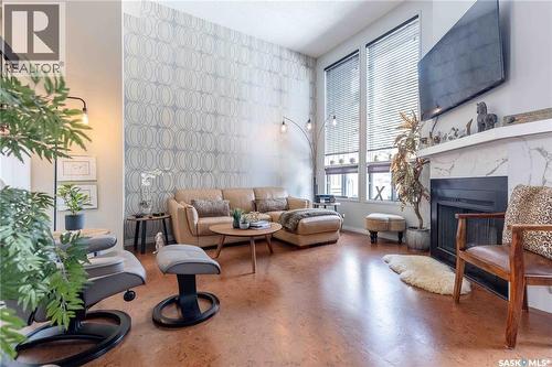 52 455 Pinehouse Drive, Saskatoon, SK - Indoor Photo Showing Living Room With Fireplace