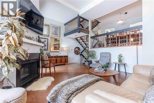 52 455 Pinehouse Drive, Saskatoon, SK - Indoor Photo Showing Living Room With Fireplace