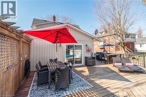 Deck featuring outdoor dining area - 120 Caithness Street E, Caledonia, ON - Outdoor With Deck Patio Veranda
