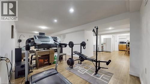 Exercise room featuring light wood finished floors and recessed lighting - 330 Guelph Avenue, Cambridge, ON - Indoor Photo Showing Gym Room