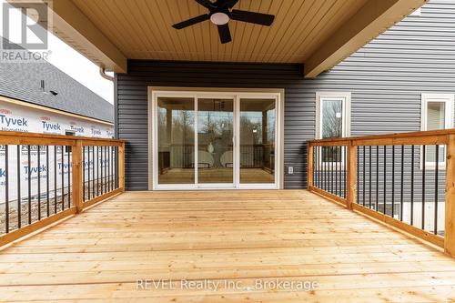 Ceiling fan with light on large covered deck - 1129 Dipietro Street, Fort Erie (Lakeshore), ON - Outdoor With Deck Patio Veranda With Exterior
