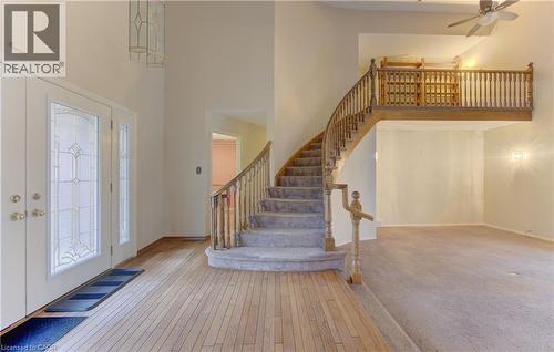Entrance foyer featuring a high ceiling, light wood-style flooring, and a ceiling fan - 190 Silvercrest Drive, Waterloo, ON - Indoor Photo Showing Other Room