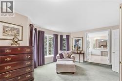 Sitting room with light carpet and baseboards - 