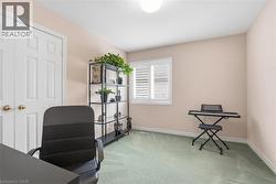 Home office with light carpet and baseboards - 