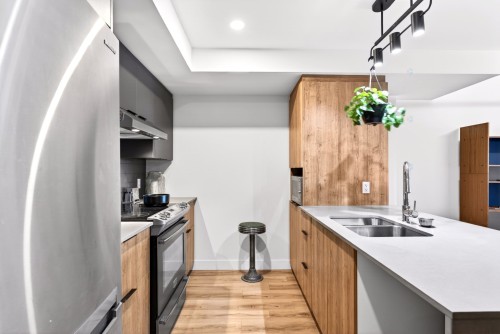 Kitchen - 1007-60  - 70 Rue Wellington S., Sherbrooke (Les Nations), QC - Indoor Photo Showing Kitchen With Double Sink