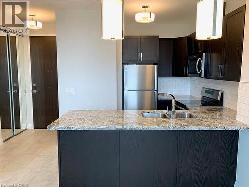 101 Locke Street Unit# 511, Hamilton, ON - Indoor Photo Showing Kitchen With Stainless Steel Kitchen With Double Sink With Upgraded Kitchen